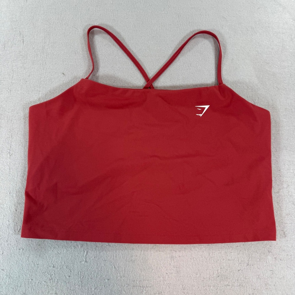 Gymshark Red Strappy Crop Tank Women's Medium Cross Back Training Top